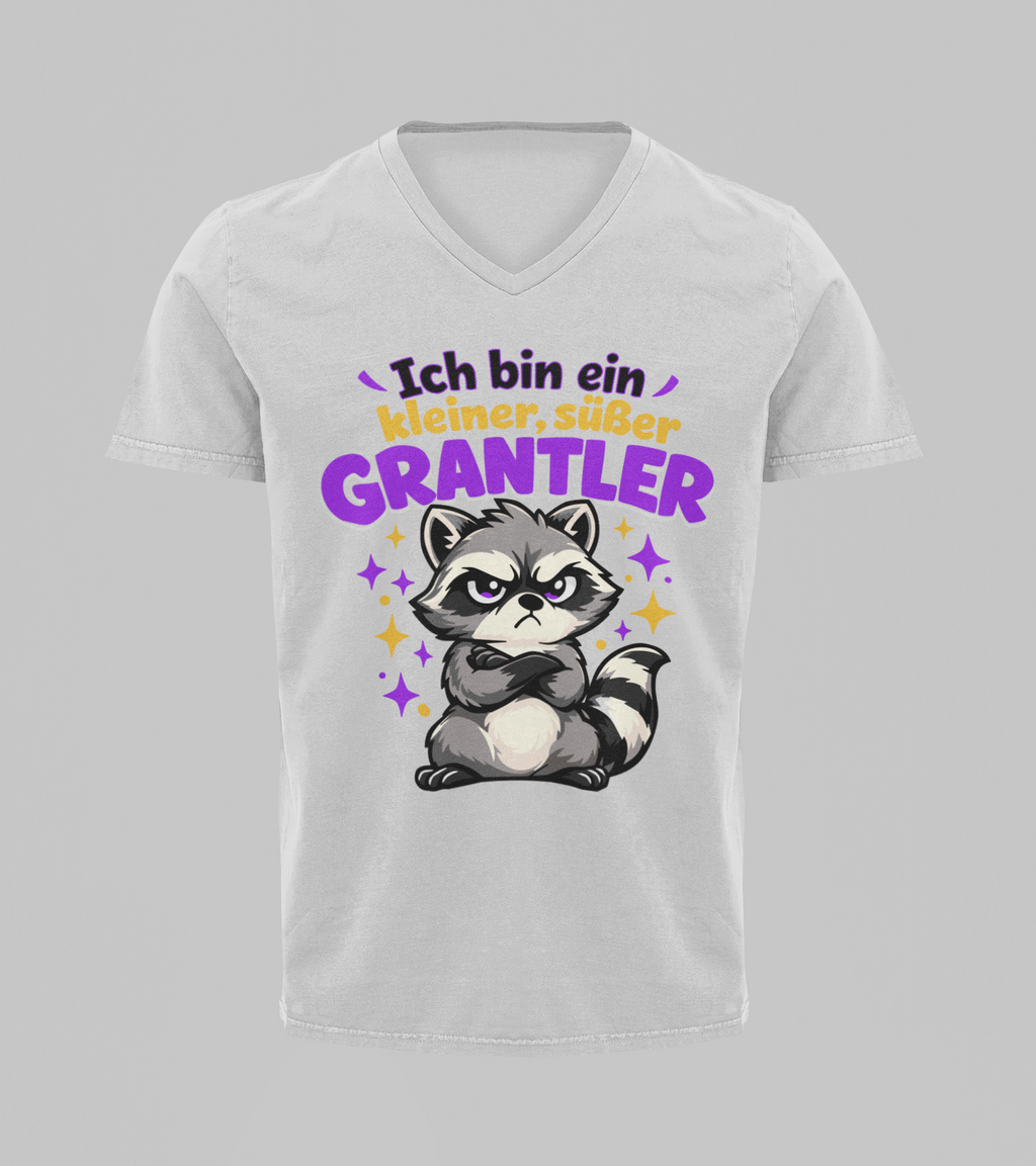 Kleiner, süßer Grantler - Waschbär | T-Shirt Herren V-Ausschnitt