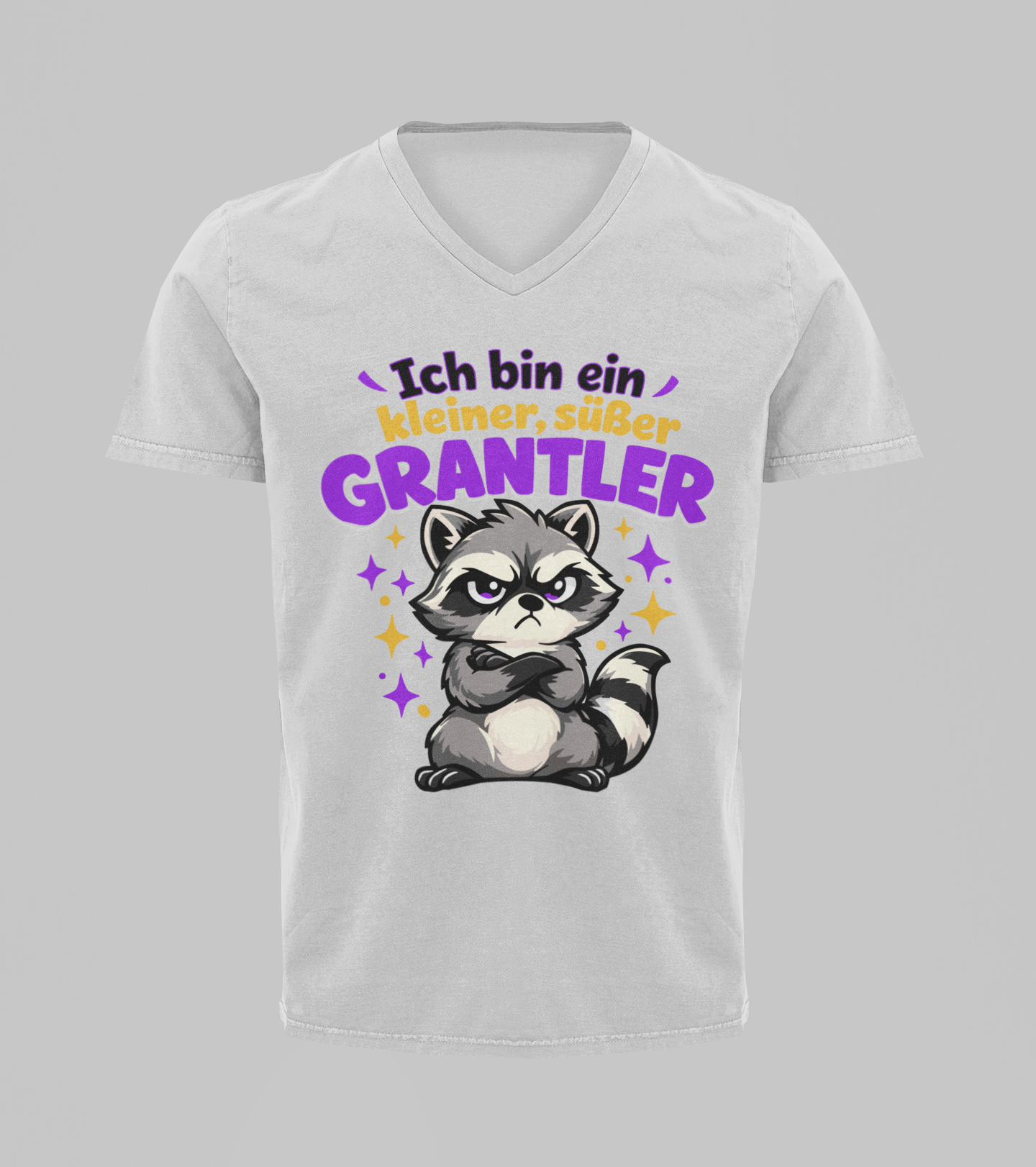 Kleiner, süßer Grantler - Waschbär | T-Shirt Herren V-Ausschnitt