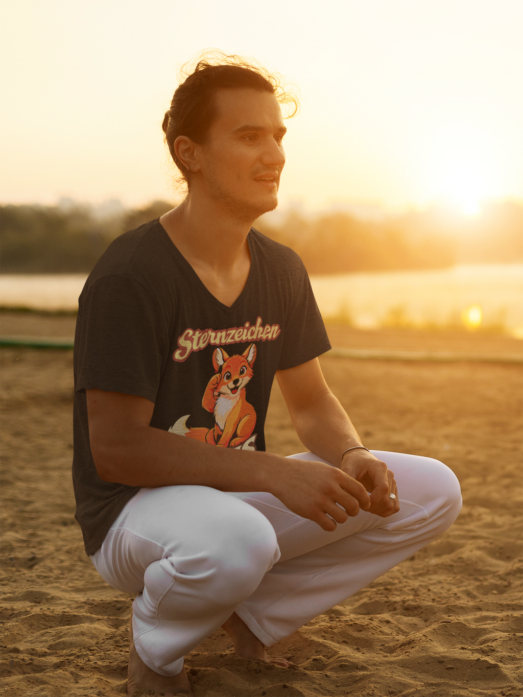 Sternzeichen Fuchs | T-Shirt Herren V-Ausschnitt