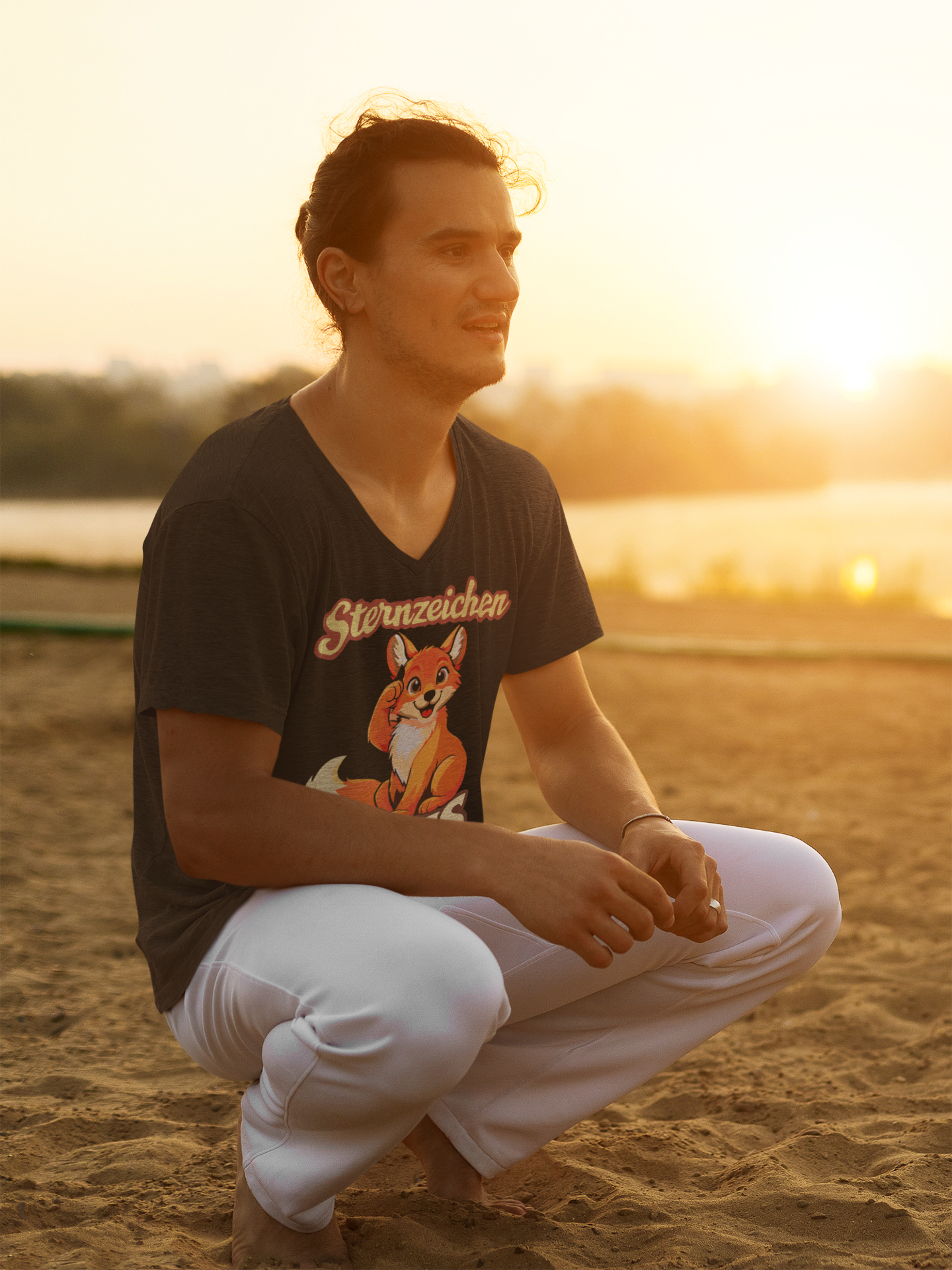 Sternzeichen Fuchs | T-Shirt Herren V-Ausschnitt