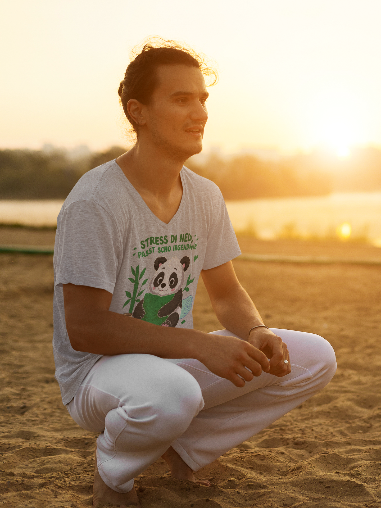 Stress di ned - Panda | T-Shirt Herren V-Ausschnitt