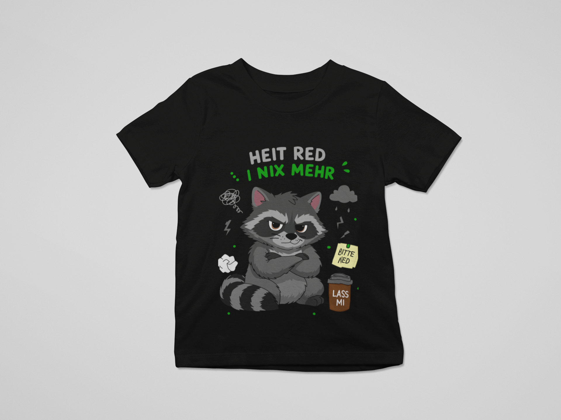 Heit red i nix mehr - Waschbär | Kinder T-Shirt Rundhals