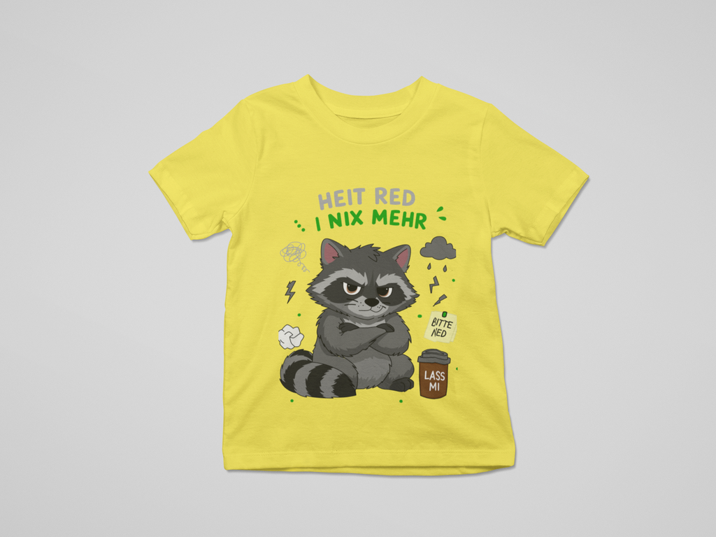 Heit red i nix mehr - Waschbär | Kinder T-Shirt Rundhals