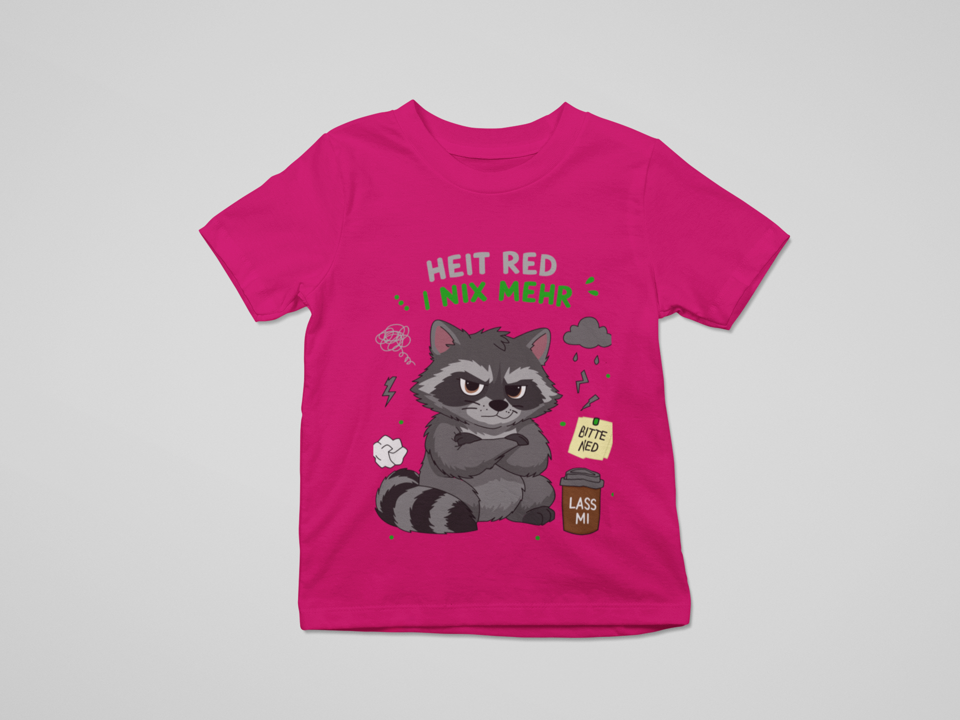 Heit red i nix mehr - Waschbär | Kinder T-Shirt Rundhals
