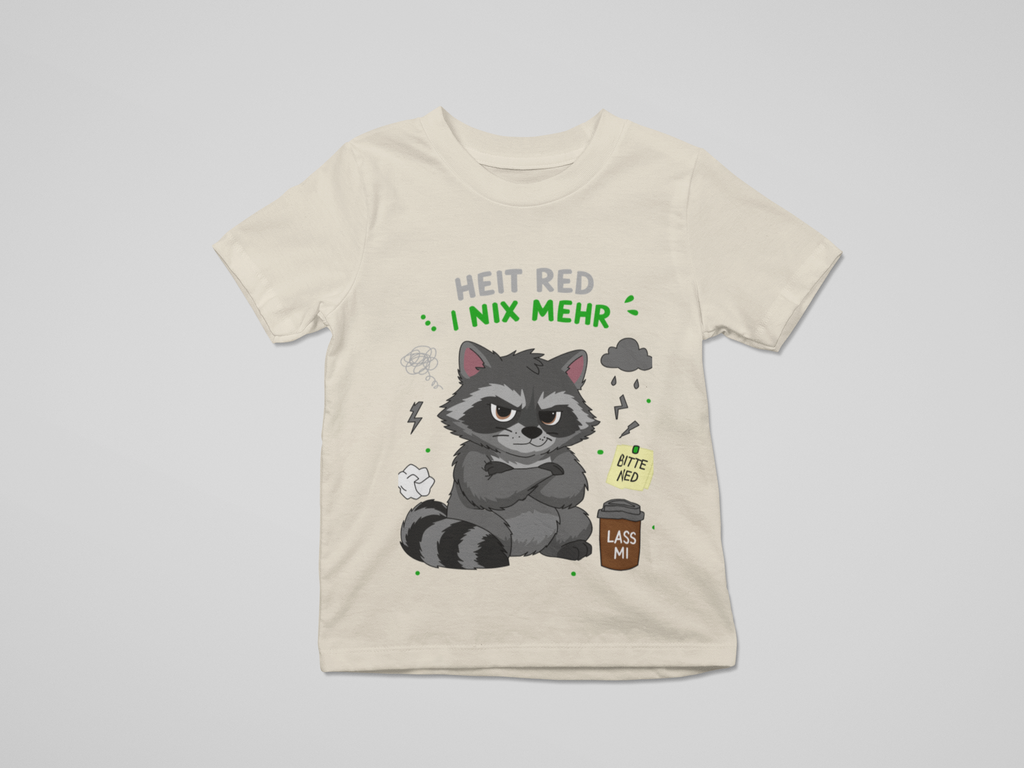 Heit red i nix mehr - Waschbär | Kinder T-Shirt Rundhals