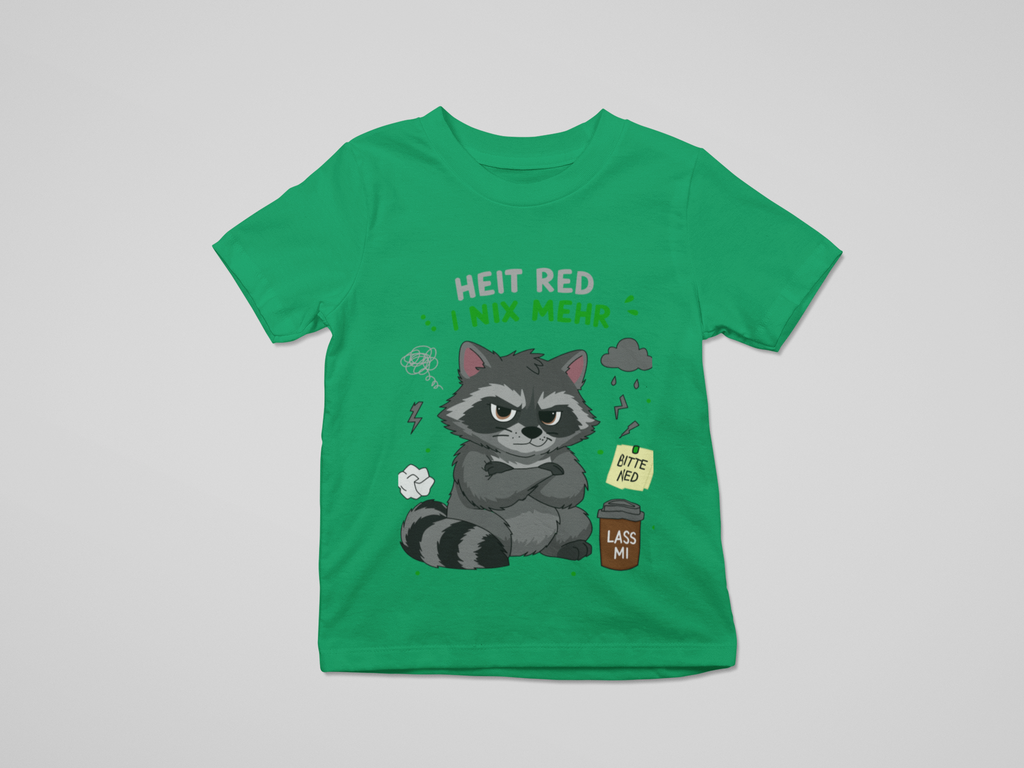 Heit red i nix mehr - Waschbär | Kinder T-Shirt Rundhals