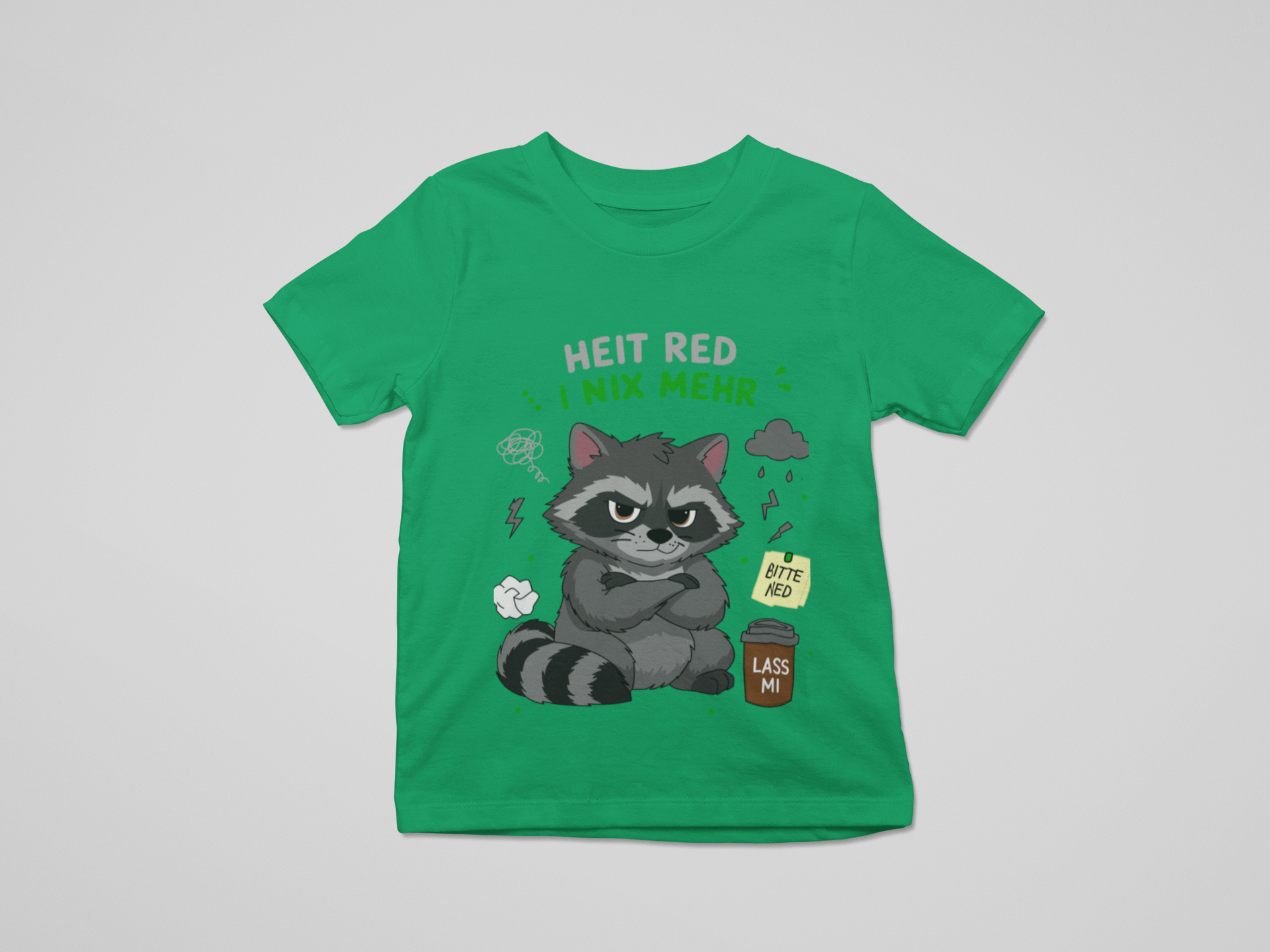 Heit red i nix mehr - Waschbär | Kinder T-Shirt Rundhals