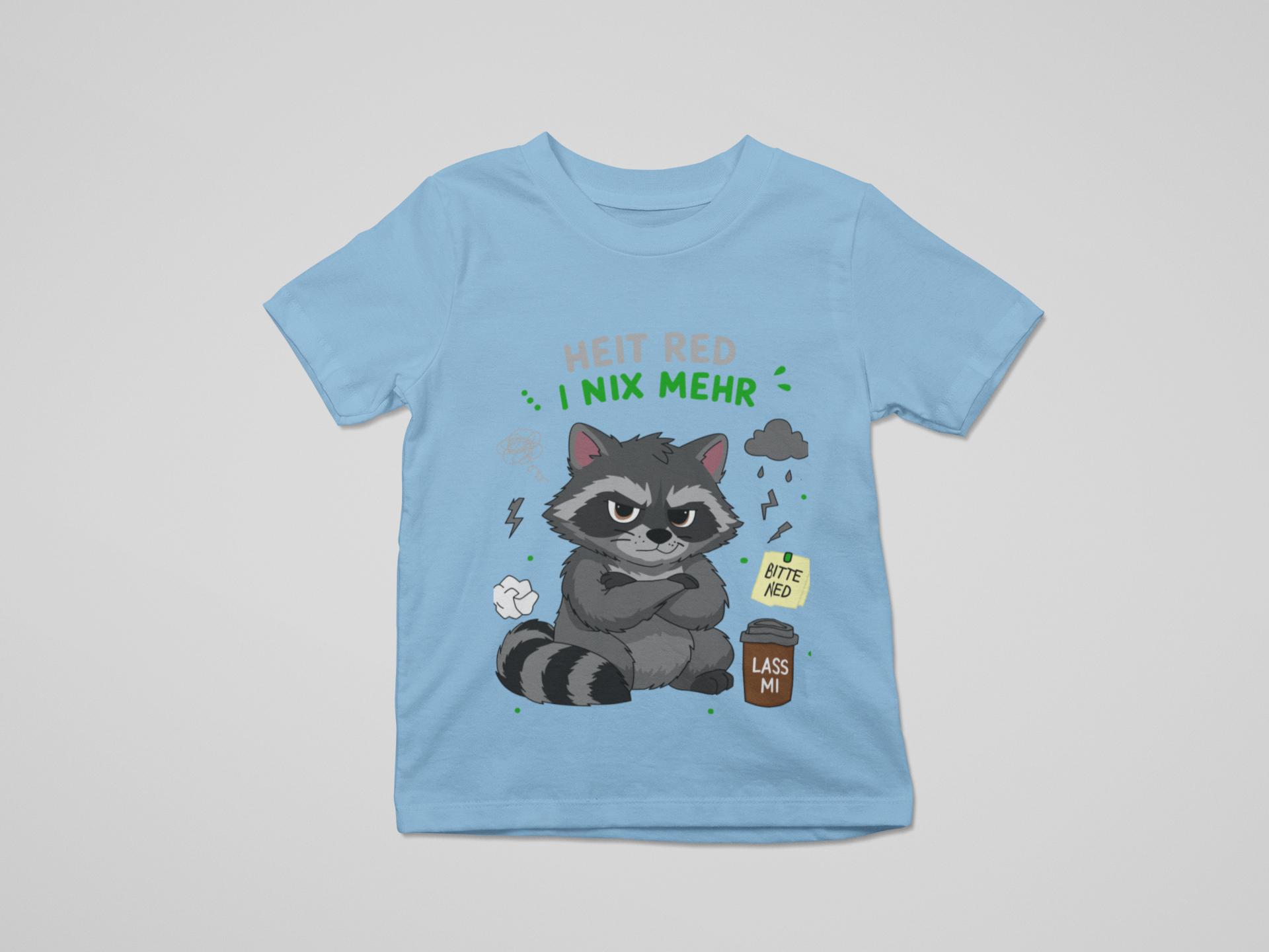 Heit red i nix mehr - Waschbär | Kinder T-Shirt Rundhals