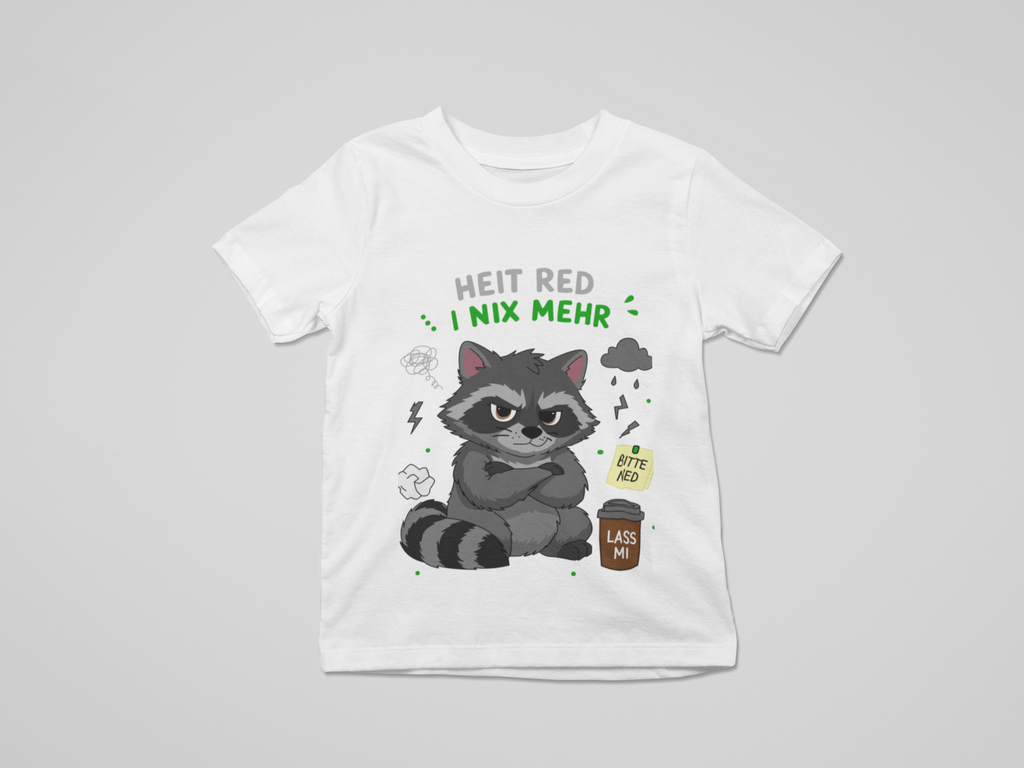 Heit red i nix mehr - Waschbär | Kinder T-Shirt Rundhals