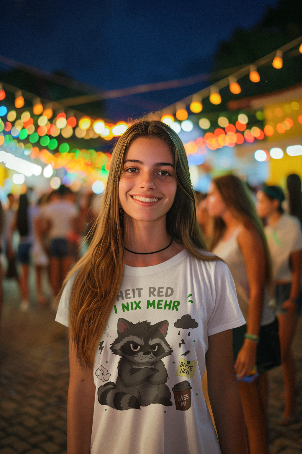 Heit red i nix mehr - Waschbär | Damen T-Shirt Rundhals