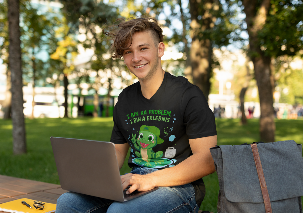 Erlebnisfrosch | T-Shirt Herren V-Ausschnitt