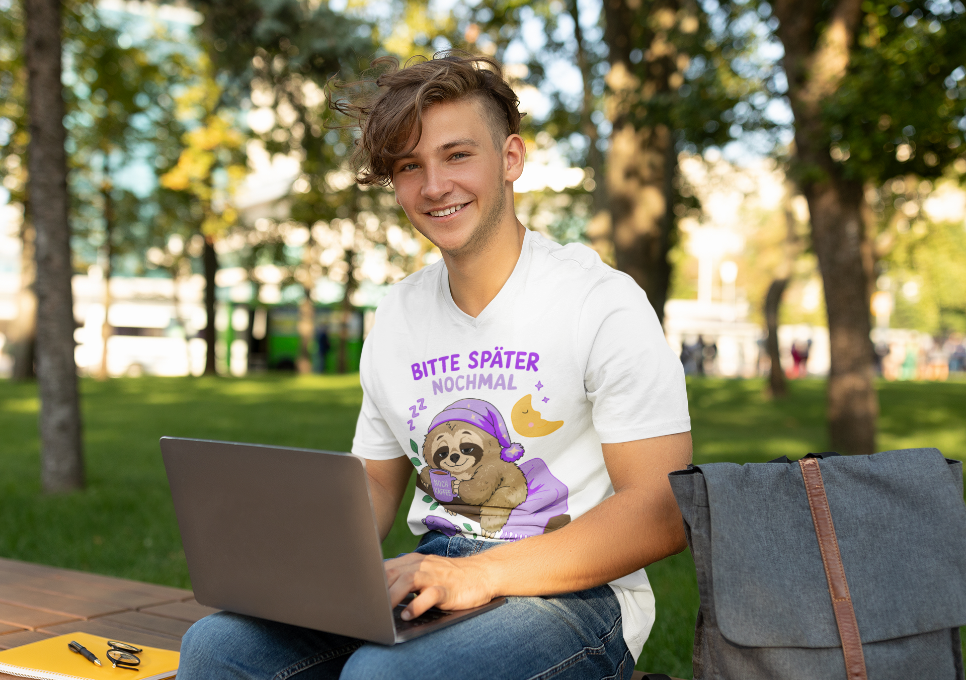 Bitte später nochmal - Faultier | T-Shirt Herren V-Ausschnitt